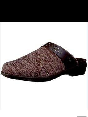 Revitalign Monterey Heathered Brown Burgundy MULES Clogs Size 9 NWOB